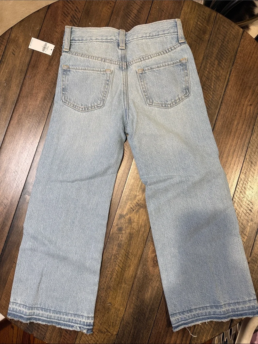 Old Navy Girls Size 7 Baggy Wide-Leg Jeans Light Wash Distressed NWT